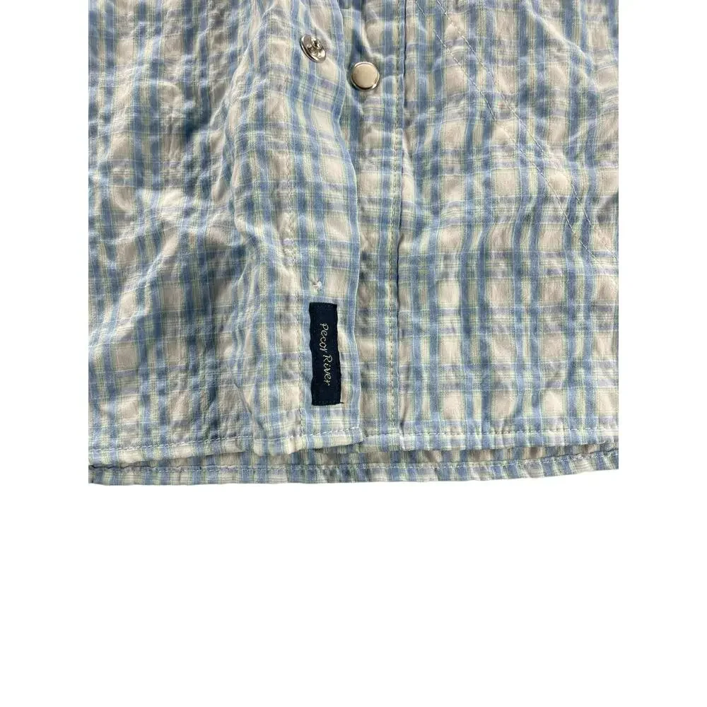 Magellan Outdoors Blue Plaid Short Sleeve Button up Shirt Men's Size 2XL